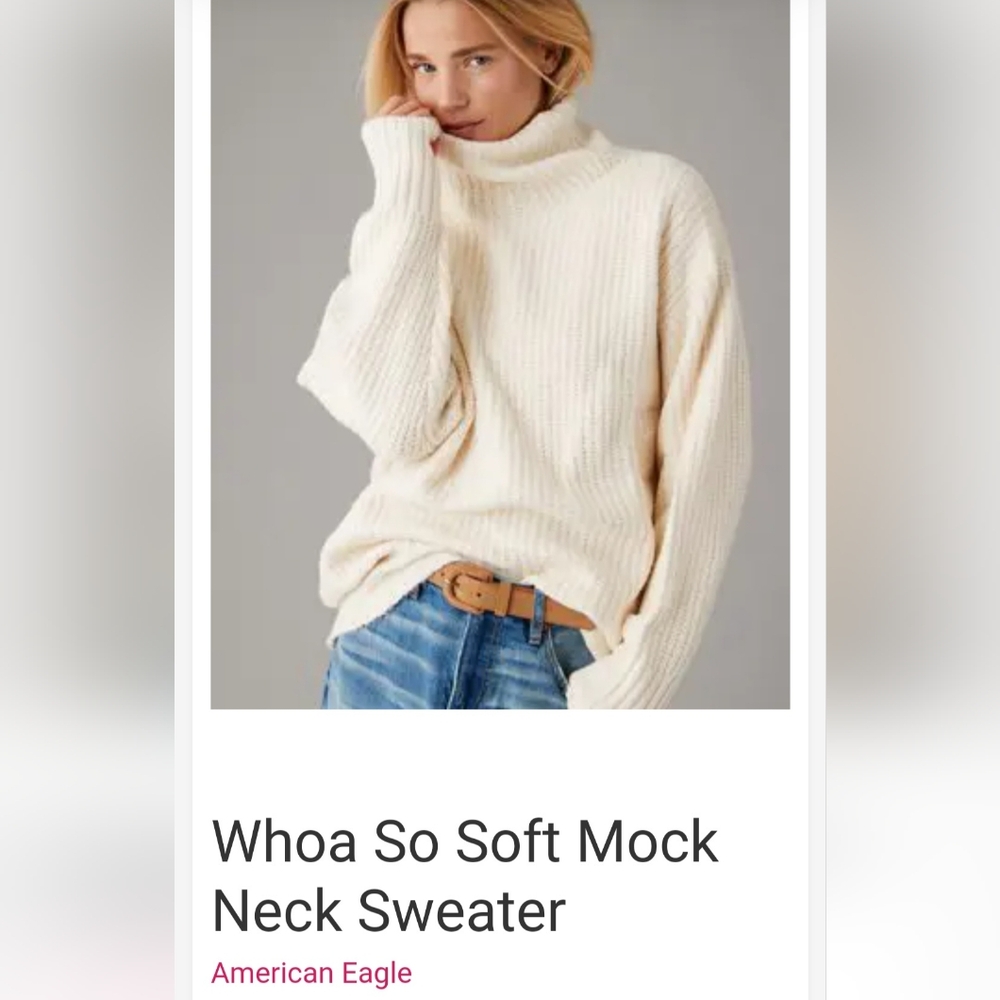 American Eagle Outfitters Cream Turtleneck Sweater